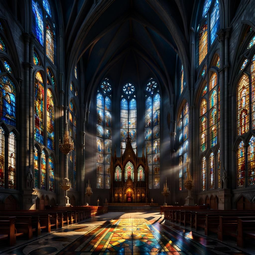 Sunlit Cathedral: Dark Fantasy Concept Art