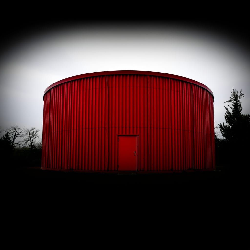 Vibrant Crimson Scene in a Bold Color Palette