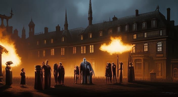 Addams Family vs Munsters in Horror Splash Art