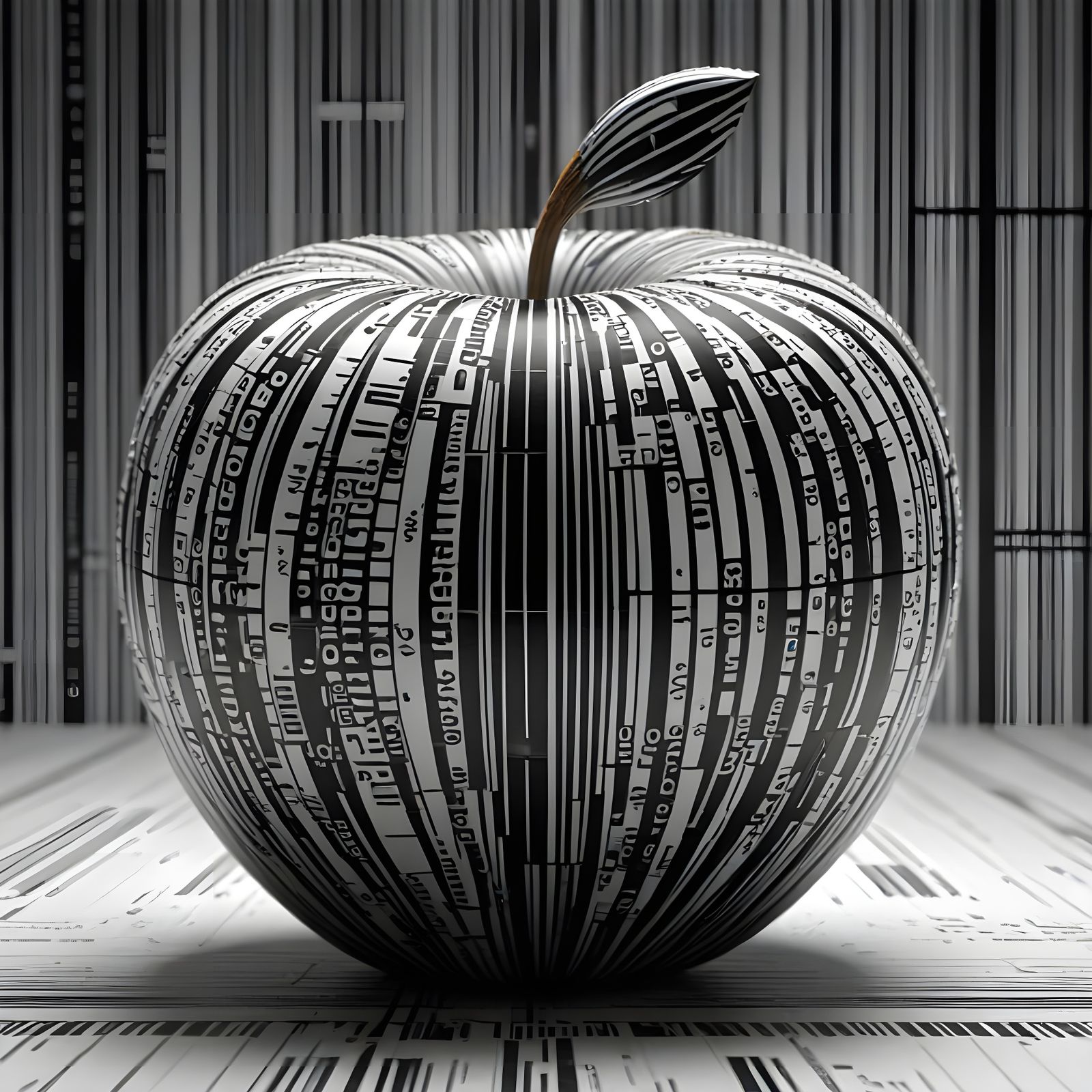 Barcode Apple: A Monochromatic Composition