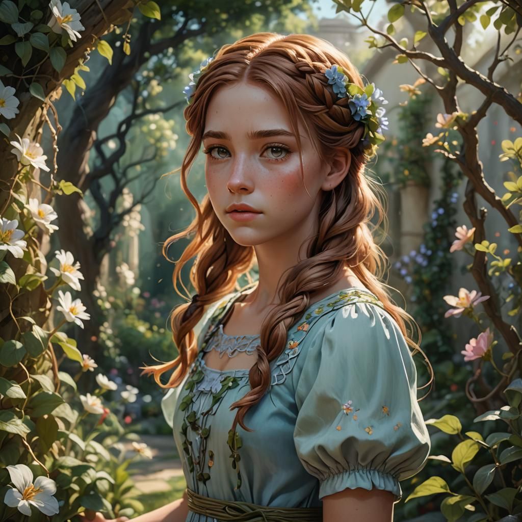 Magical Girl in Garden Concept Art