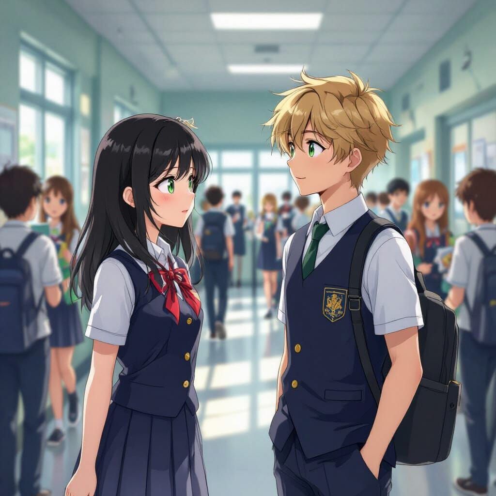 High School Romance in Anime Style Illustration