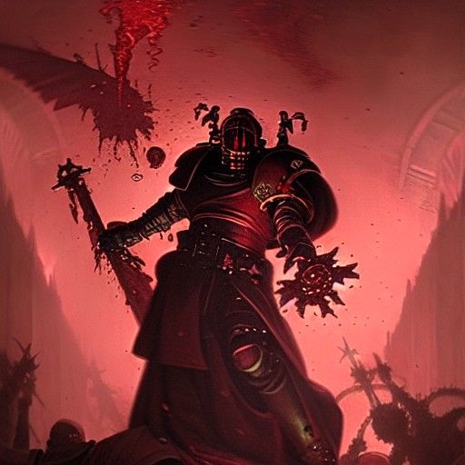 Inquisitor vs Plague Marine in Grimdark Horror Style