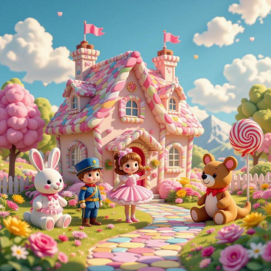 Whimsical Candy Village with Living Toys