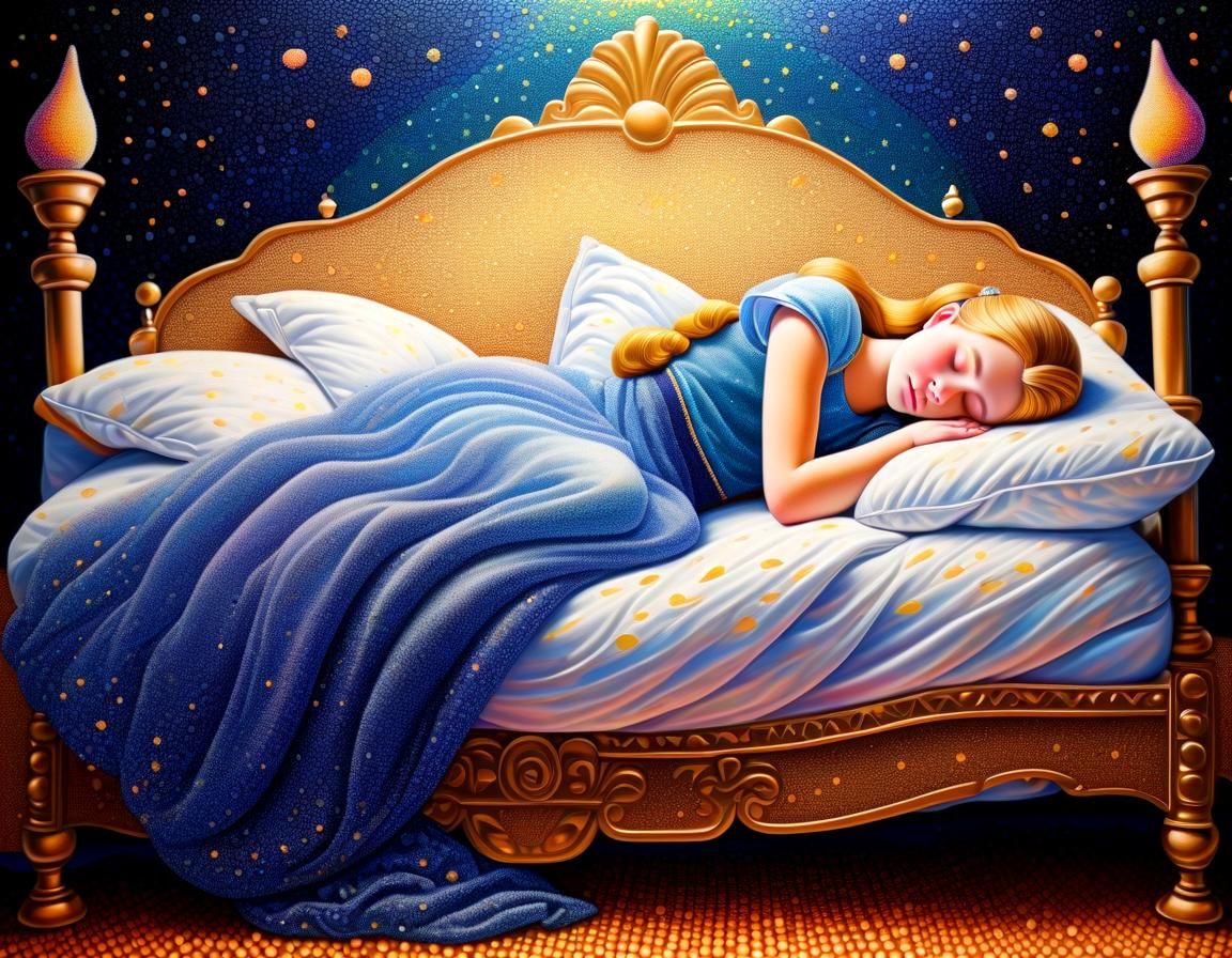 Princess in a Dreamlike Pointillist Scene