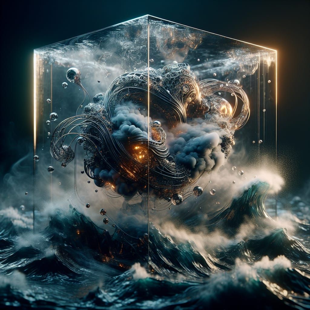 Surreal Dark Fantasy Container Revealed in Turbulent Waters
