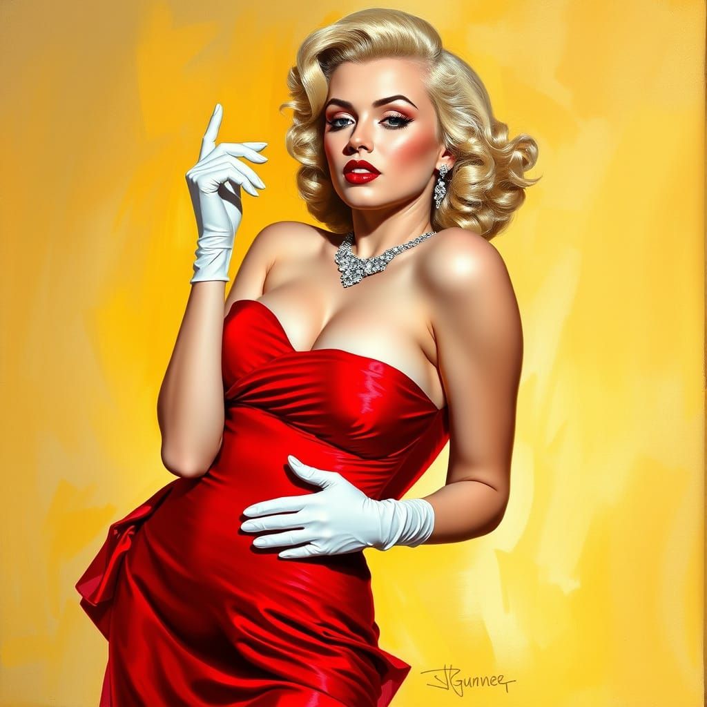 Sultry Pin-Up Girl in Old Hollywood Glamour Style