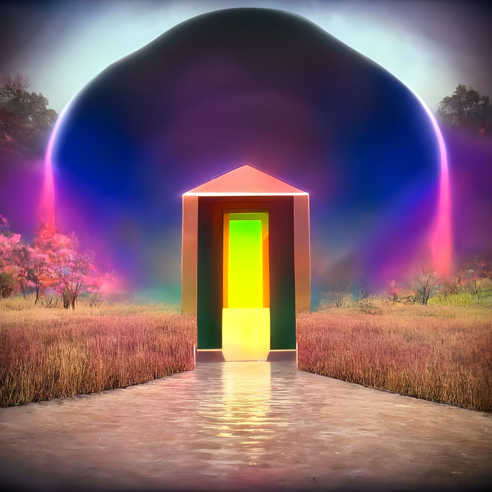 Surreal Metaphysicalism Rendering with Bizarre Colors