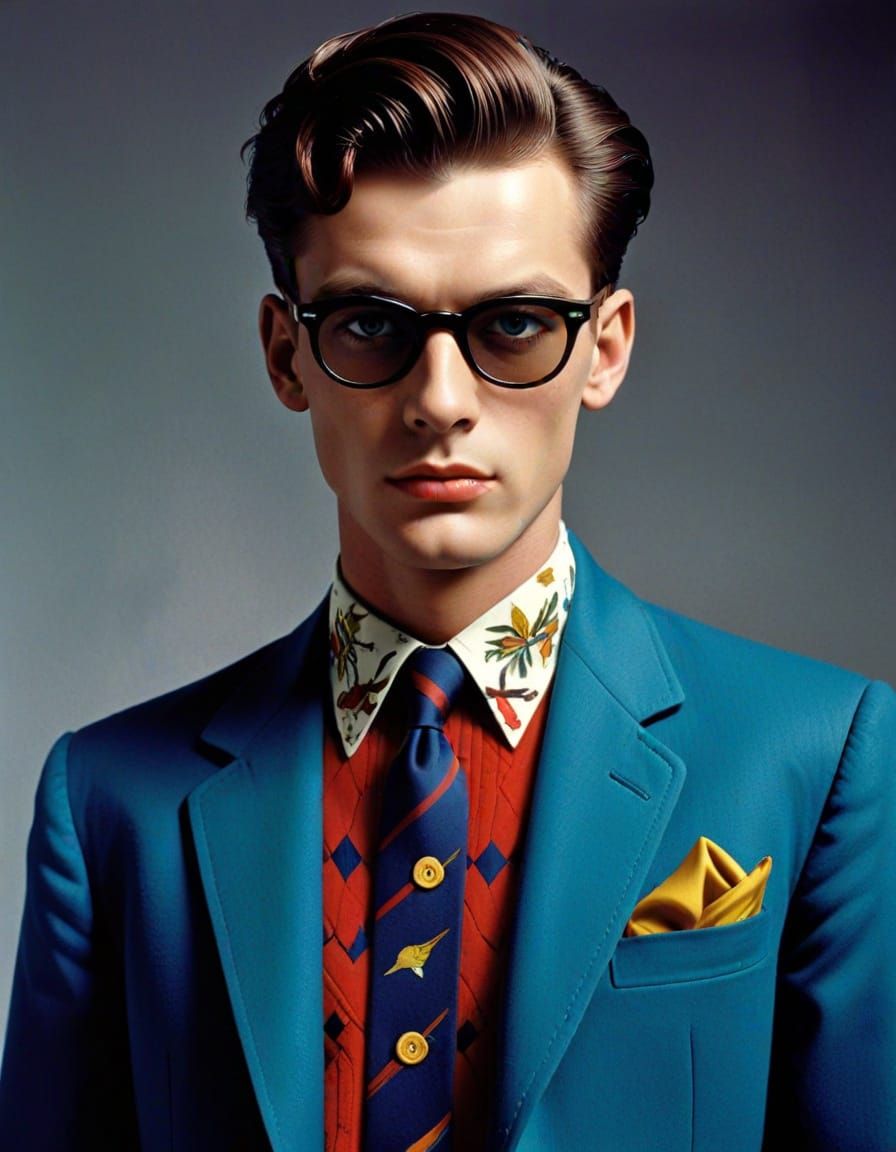 Dramatic 1950s Men's Fashion in Airbrush Style
