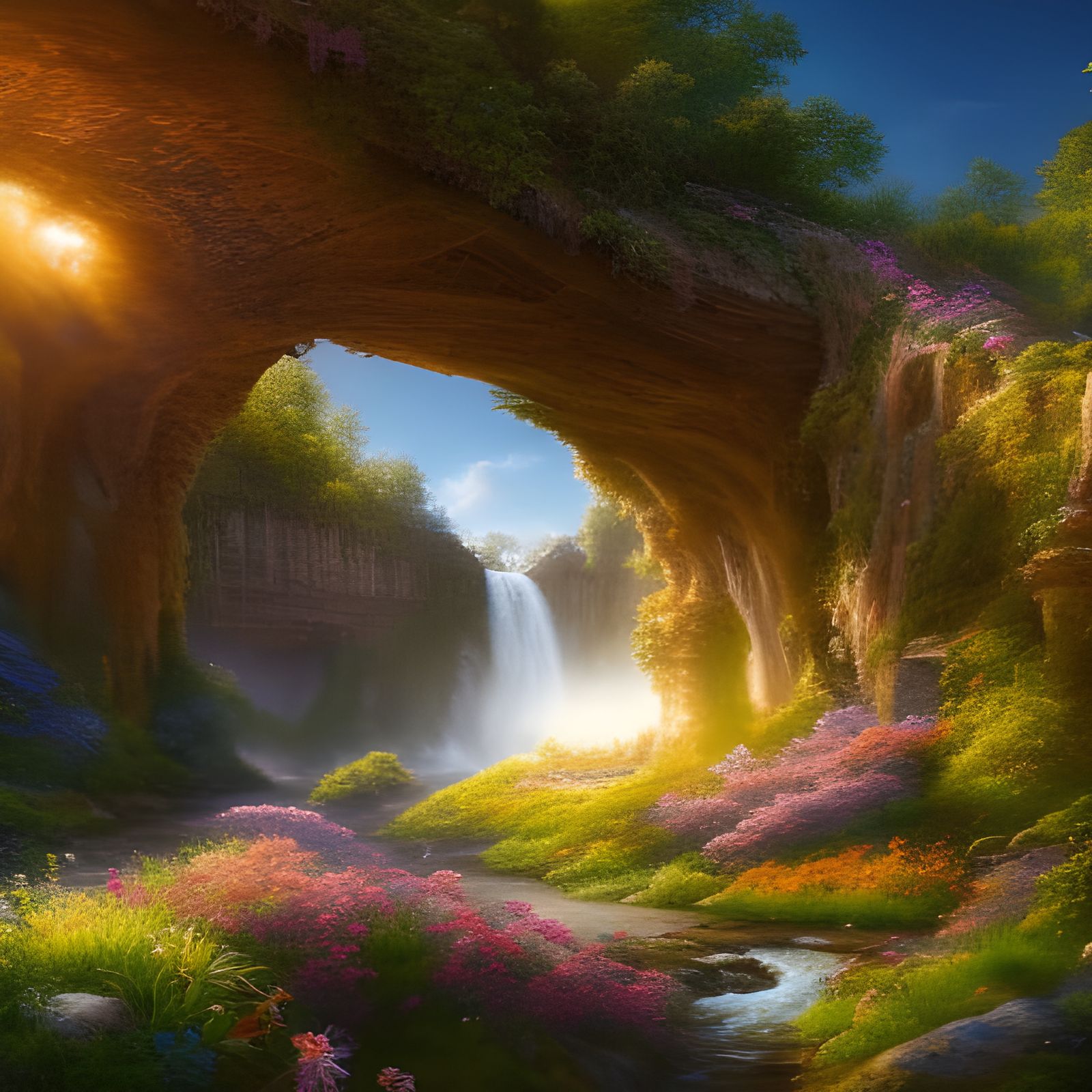 Loving Couple Portrait with Wildflowers in Digital Art