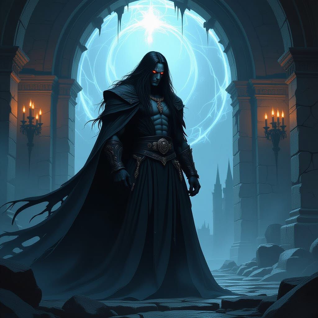 Giant Guardian of Shimmering Portal: Fantasy Art