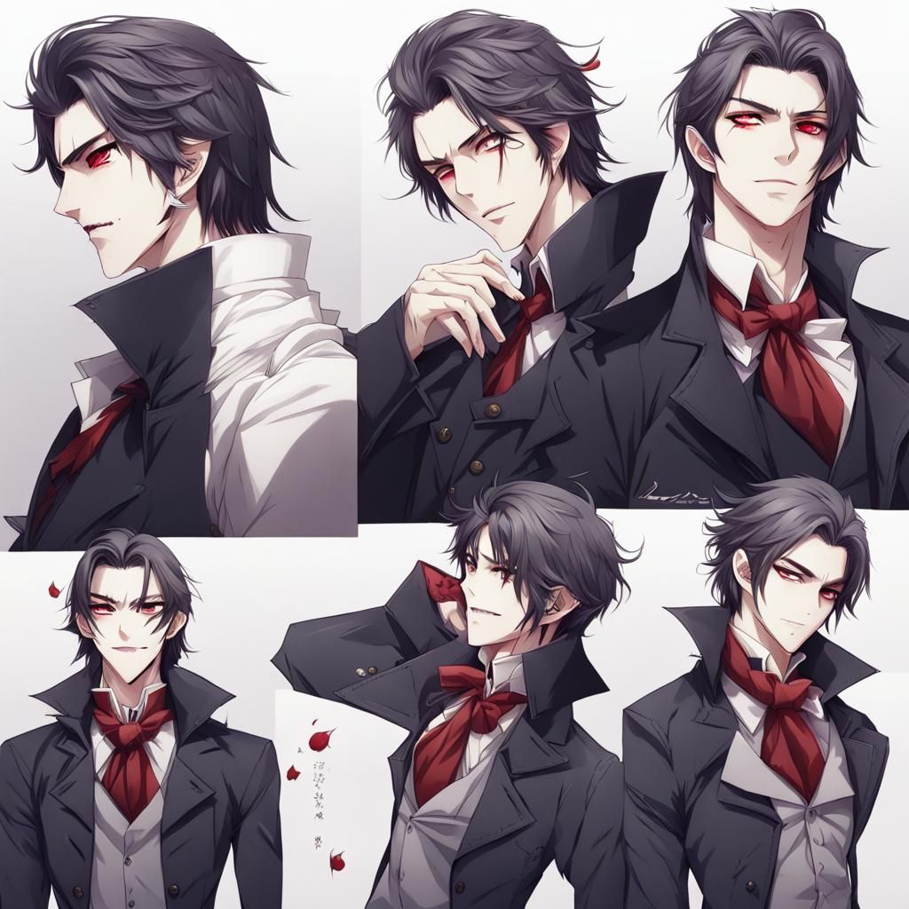 Handsome Vampire in Anime Key Visual Style
