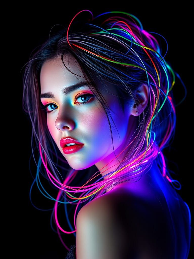 Stunning Hyper-Realistic Portrait of a Girl Wrapped in Vibra...