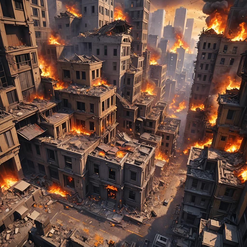 Apocalyptic Anime Art: World Ablaze in Fiery Explosion