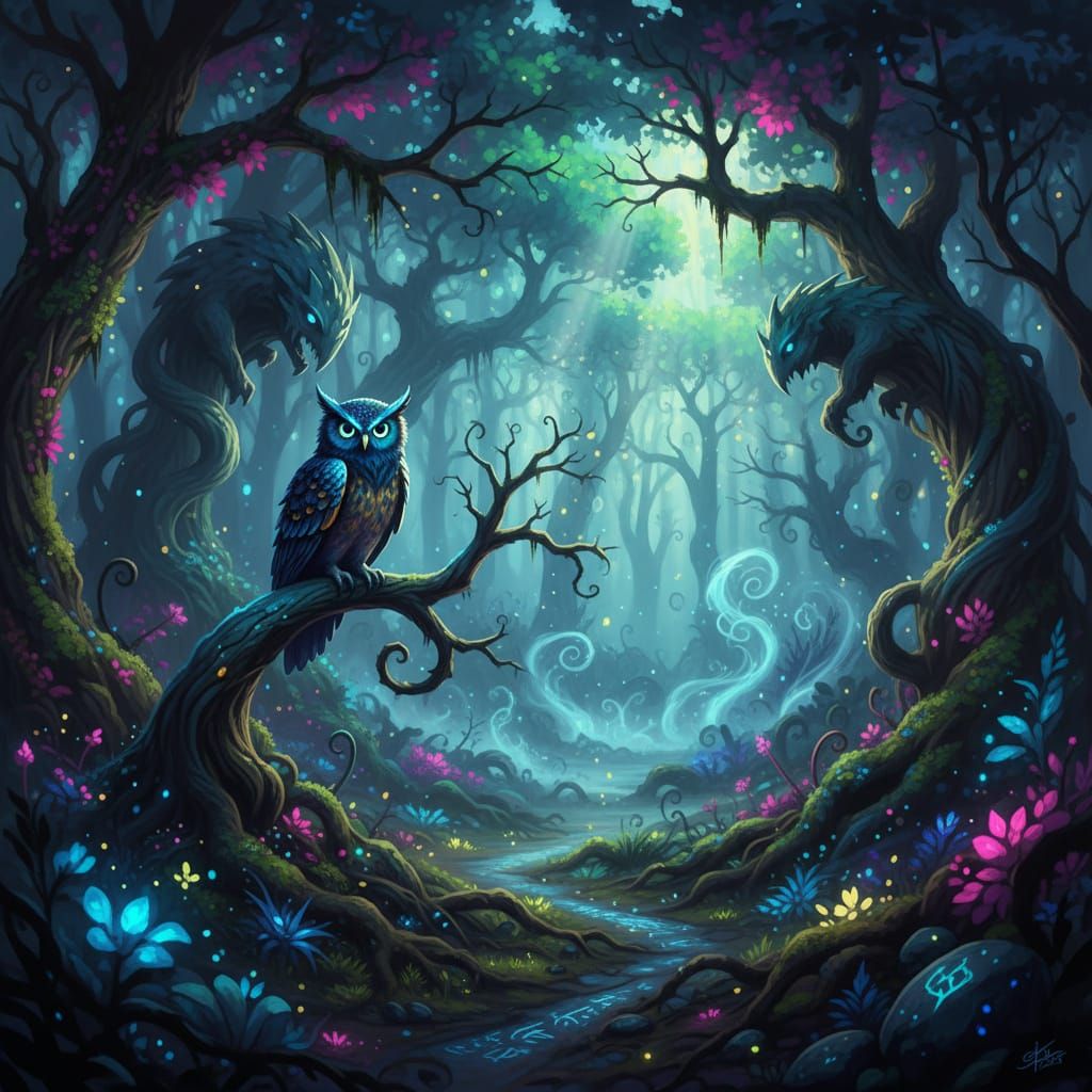 Majestic Owl in Enchanting Forest