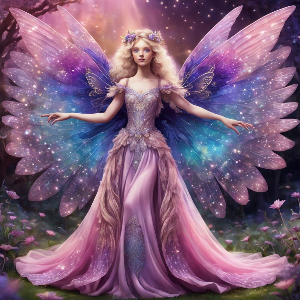 Sparkling Fairy Meadow in Psychedelic 3D Style