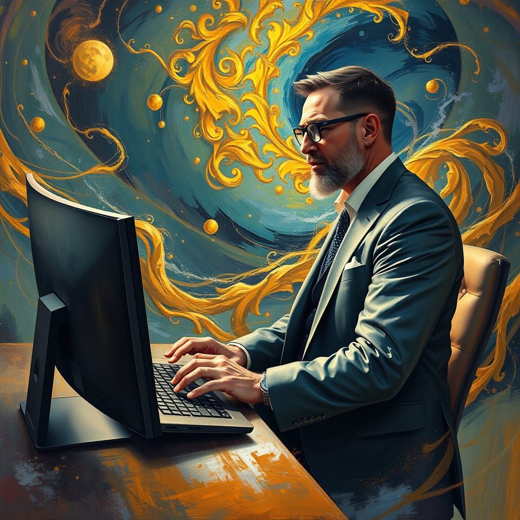 Cyberpunk Software Developer in a Dreamscape