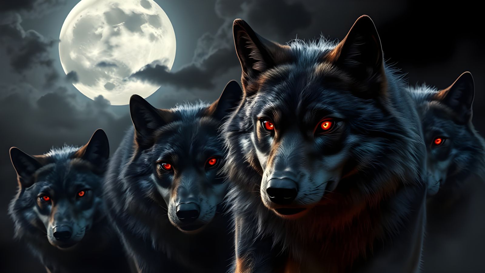 Satanic Wolf Pack Under Full Moon, Female Hybrid Leads