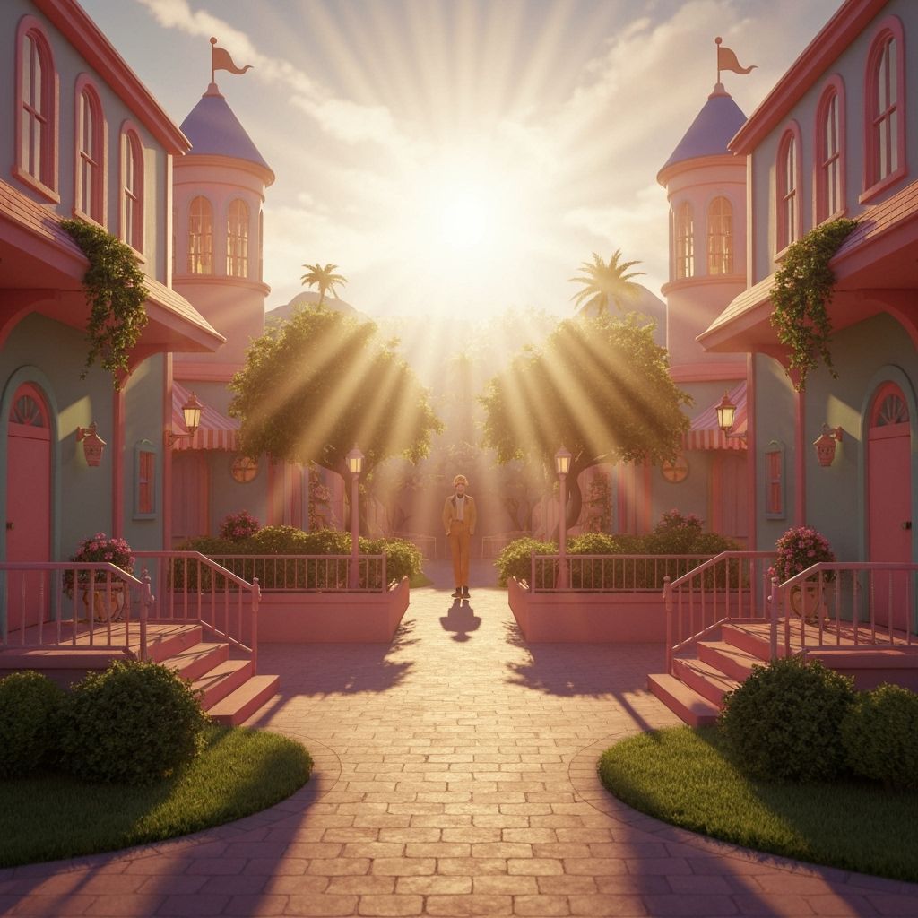 Dreamlike Scene in Wes Anderson Style with Hazy Sunshine