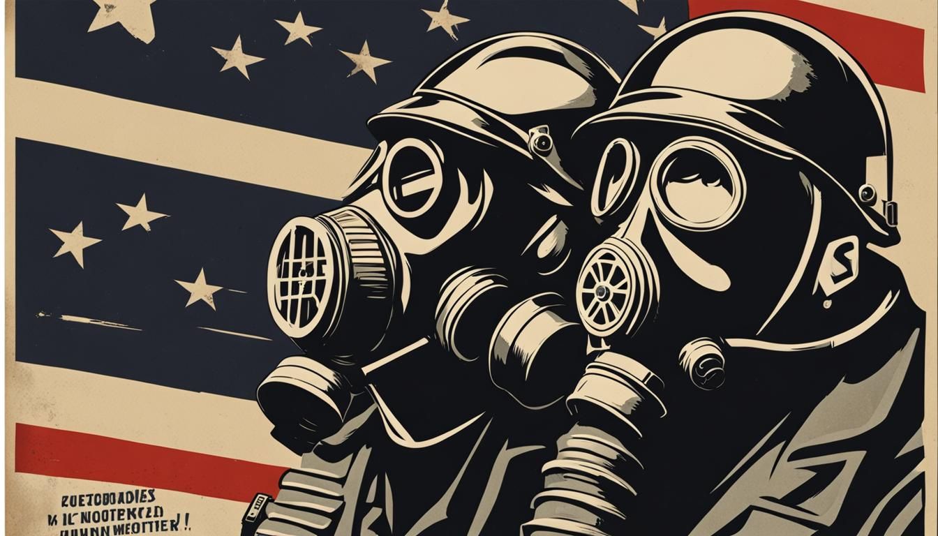 Cold War Propaganda Poster with Gas Mask