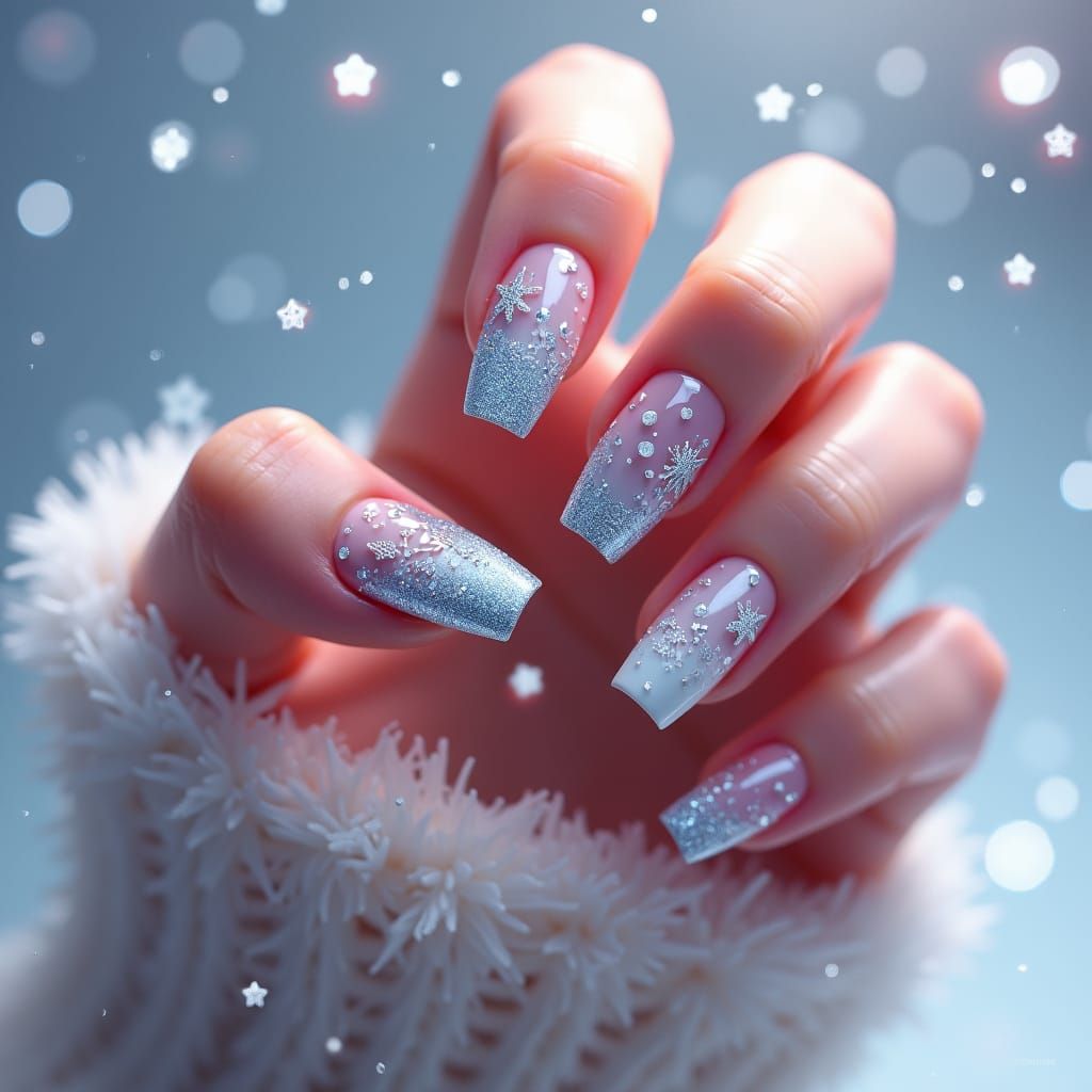 Winter Nails: Glittery Snowflake and Icy Design Collection