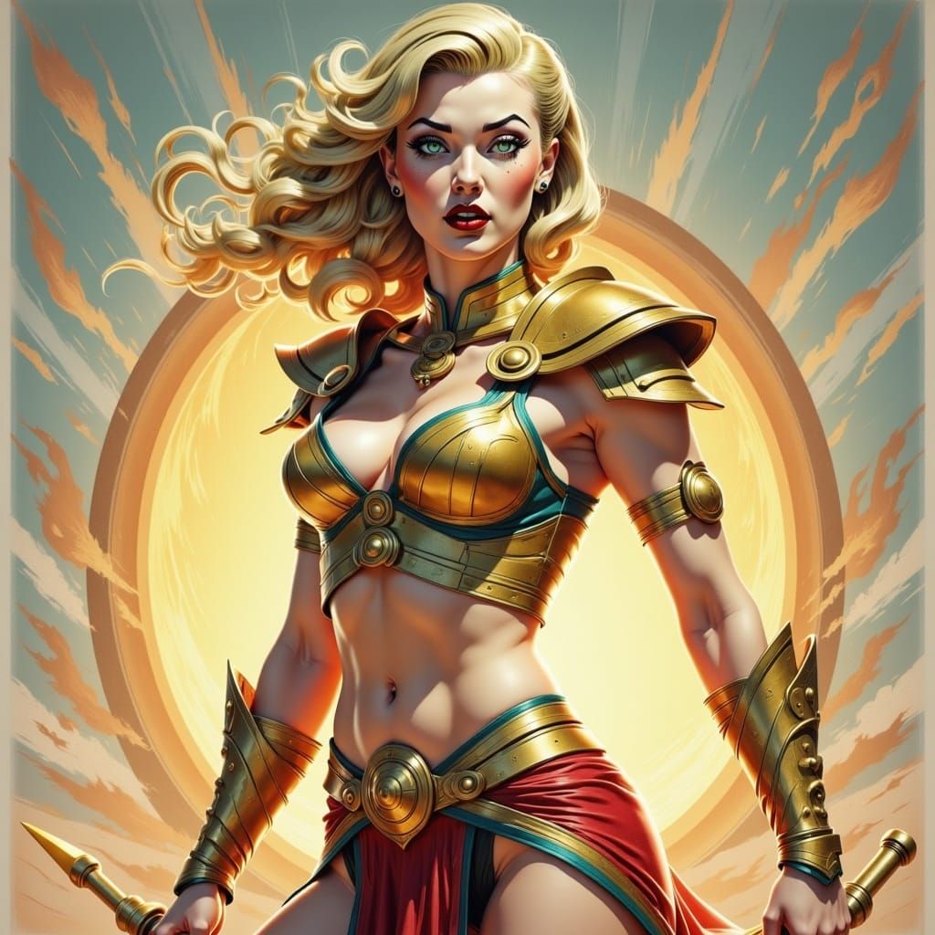 Regal Female Warrior in Desert Landscape