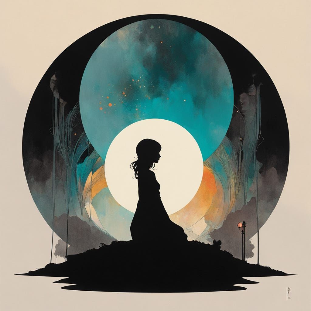 Enigmatic Seer Gazing into Crystal Ball