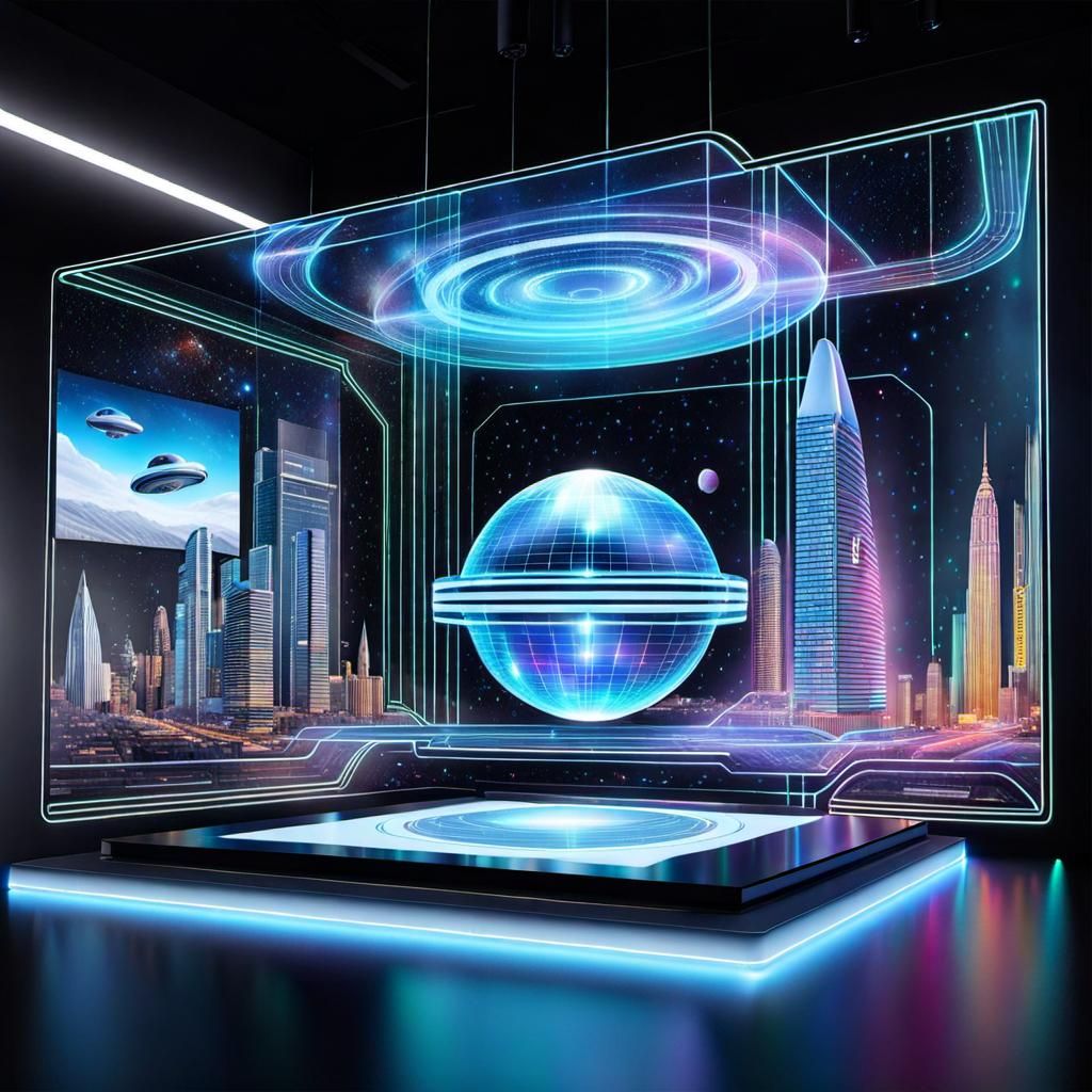 Futuristic Hologram Projection in Pencil and Ink Style