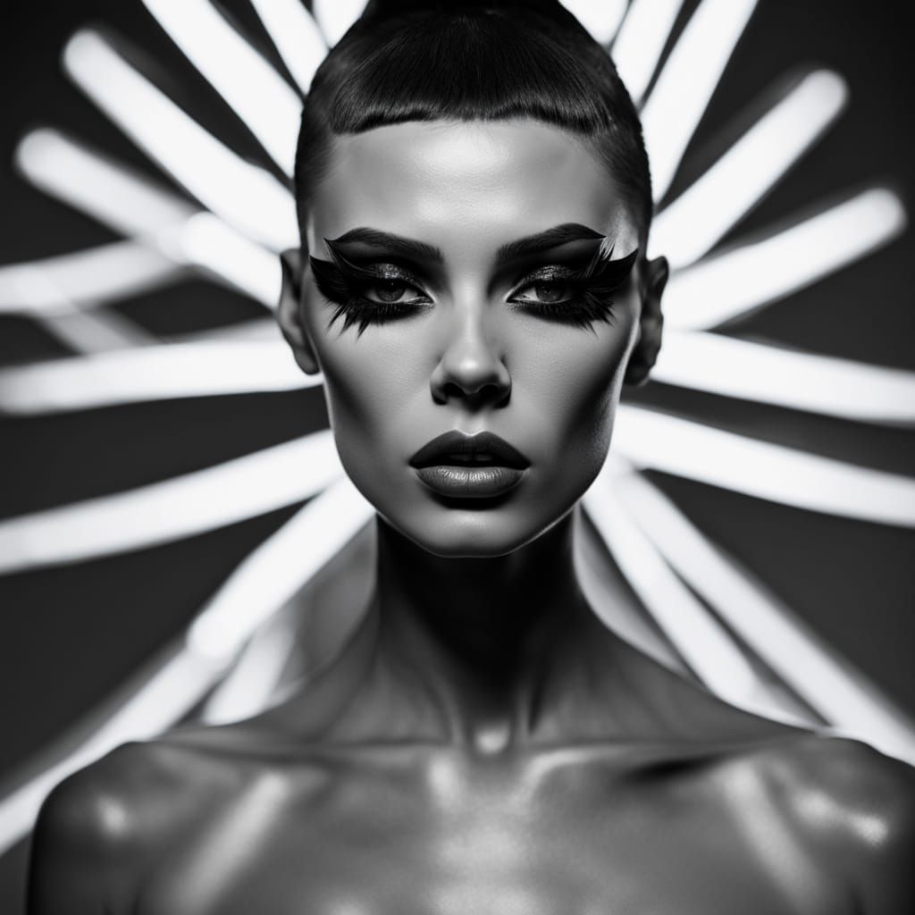 Avant-Garde Drag Queen Portrait with Geometric Contouring