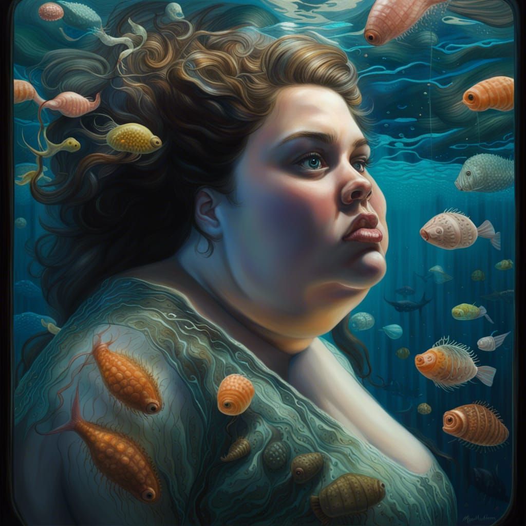 Woman in Aquarium: a Photorealistic Portrait