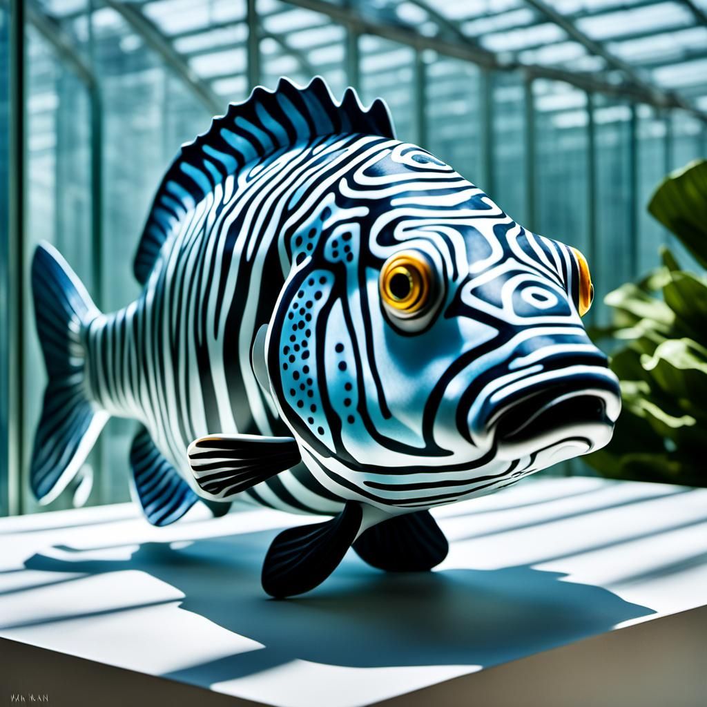 Zebra Fish Comic Sculpture in 3D