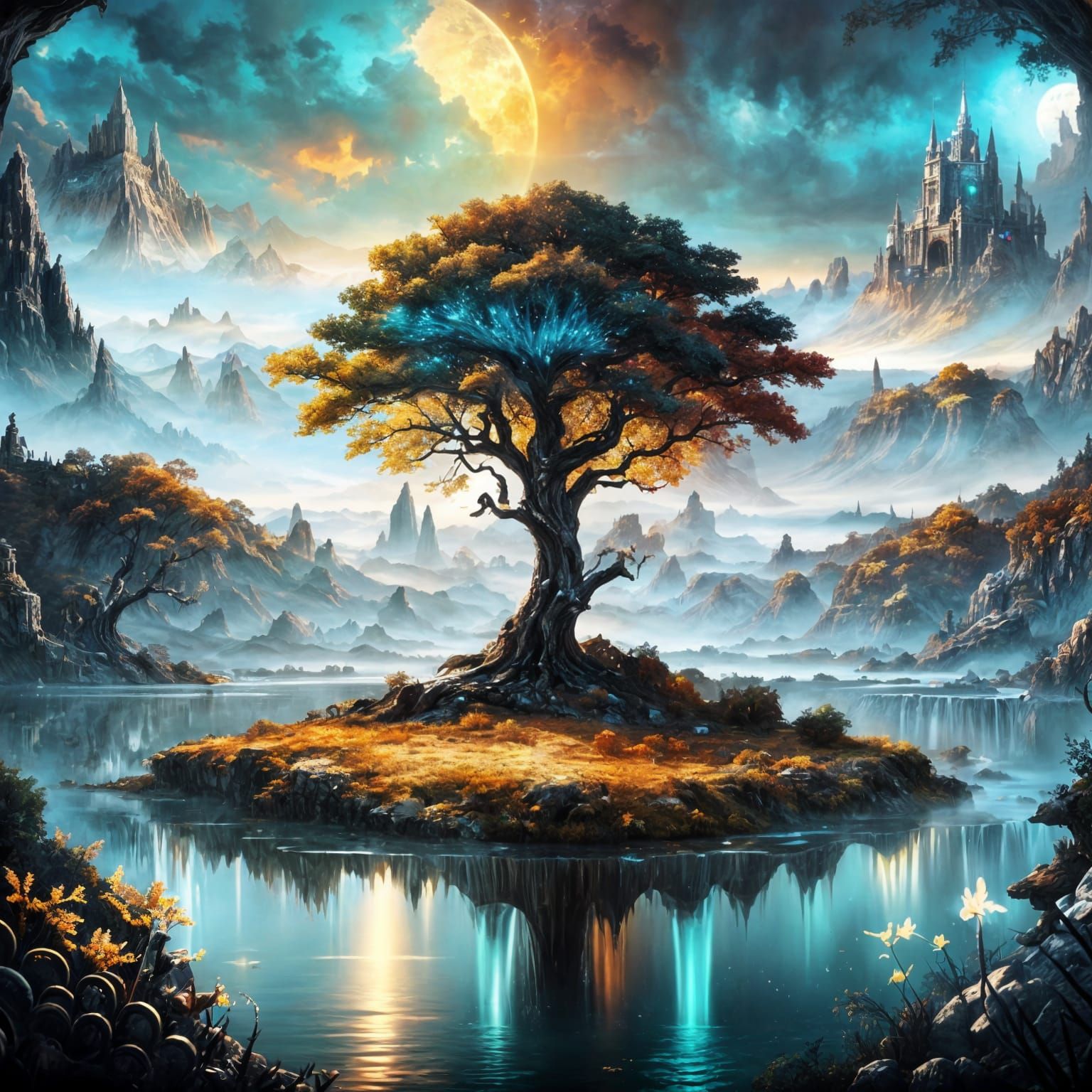 Gold and Black Fantasy Concept Art in Matte Painting