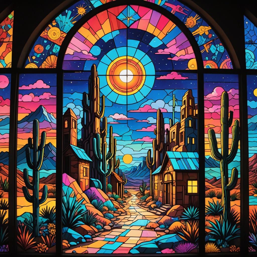 Cyberpunk Desert Outpost with Bioluminescent Glow