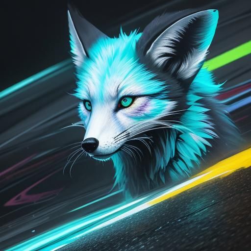 Ice Fox Graffiti Art in Cityscape
