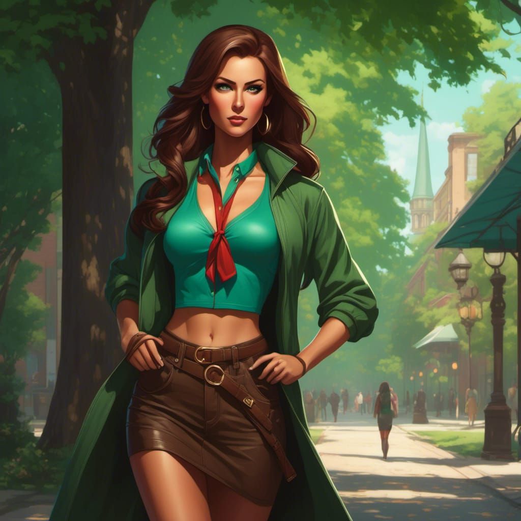 Hourglass Woman Portrait in Hyperdetailed Style