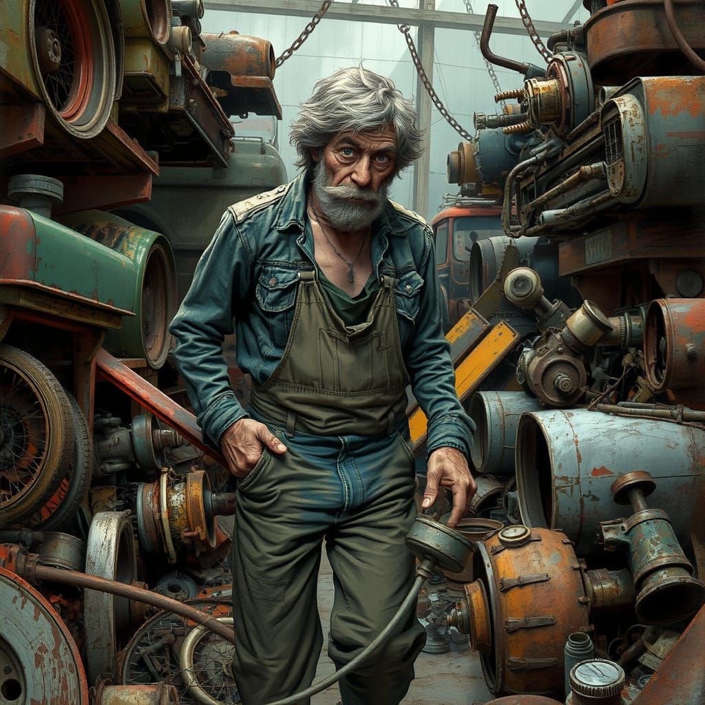Weathered Hobo Discovers Hidden Treasures in a Gritty Junkya...