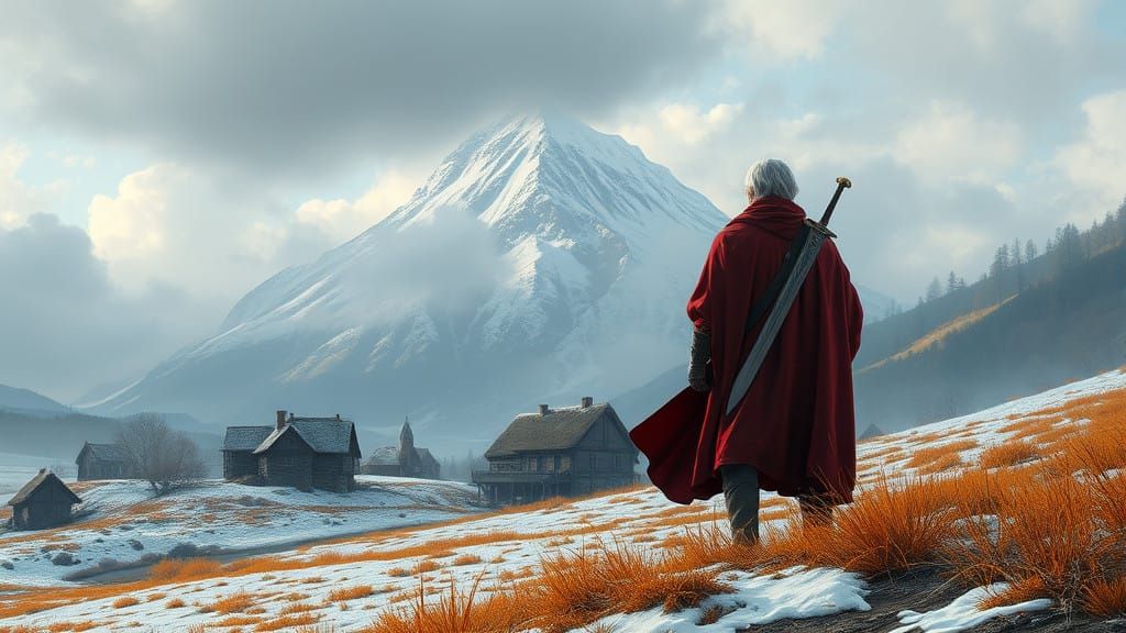 Heroic Traveler Embarks on Fateful Quest in Autumnal Landsca...