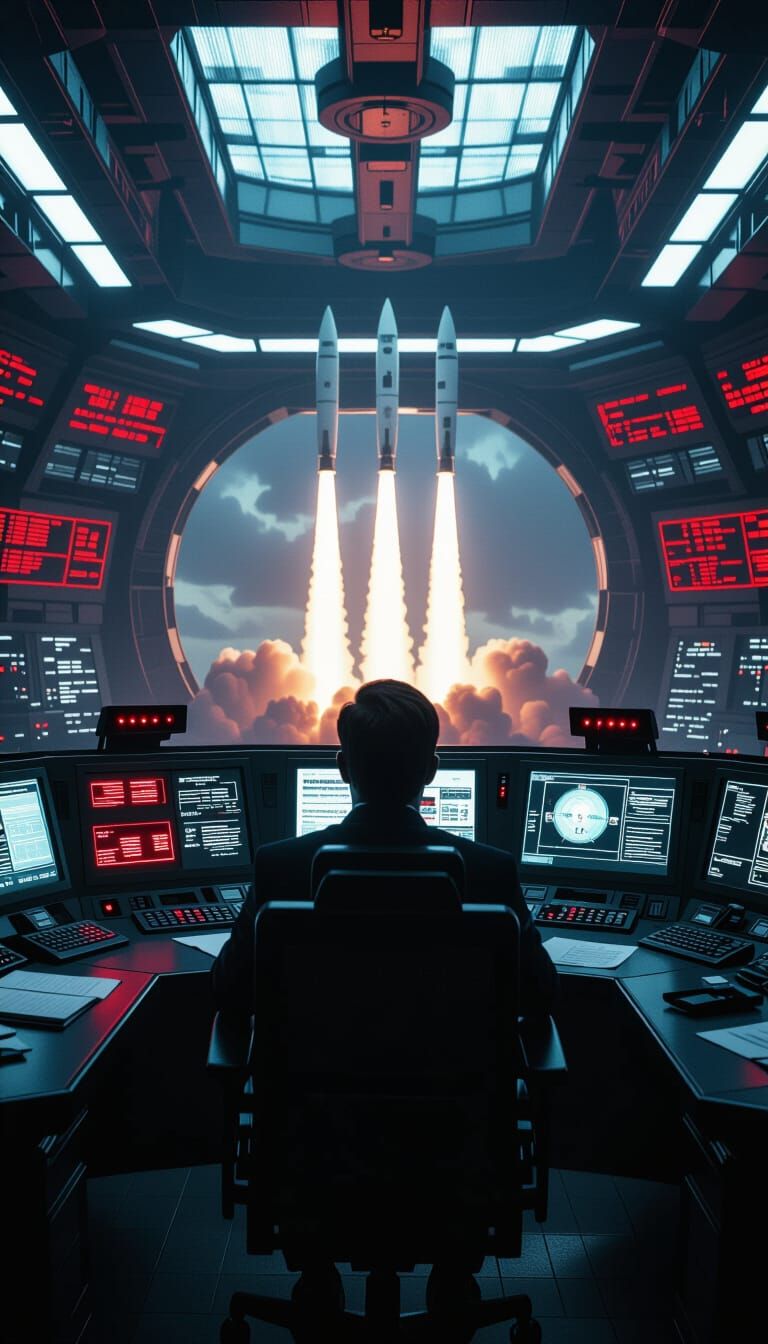 High-Tech Command Center Overridden by AI