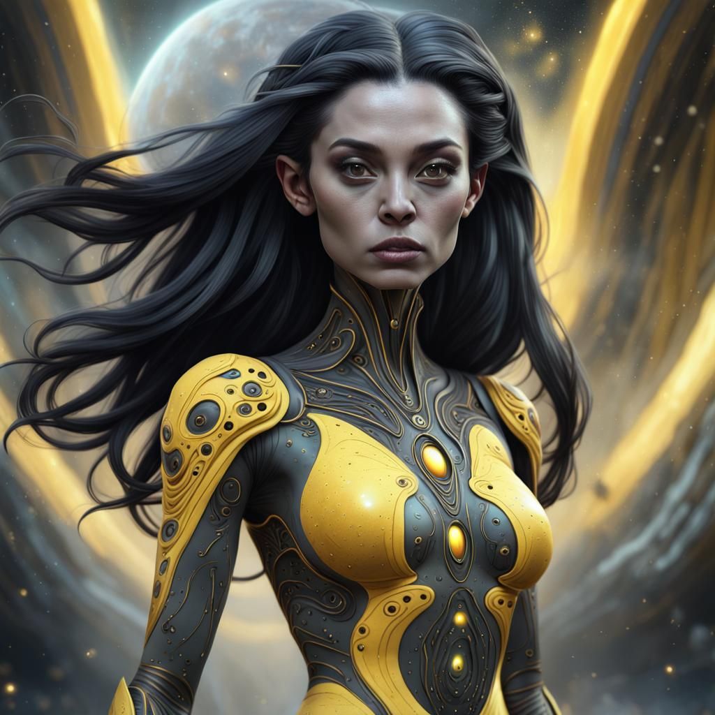 Alien Hybrid in Nebula Dress: Fantasy Art