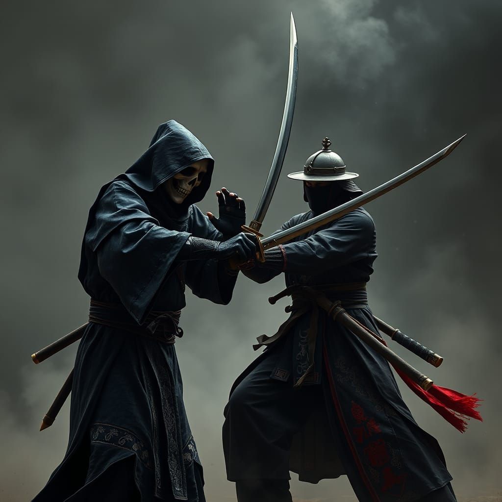 Grim Reaper Learns Swordplay From Samurai