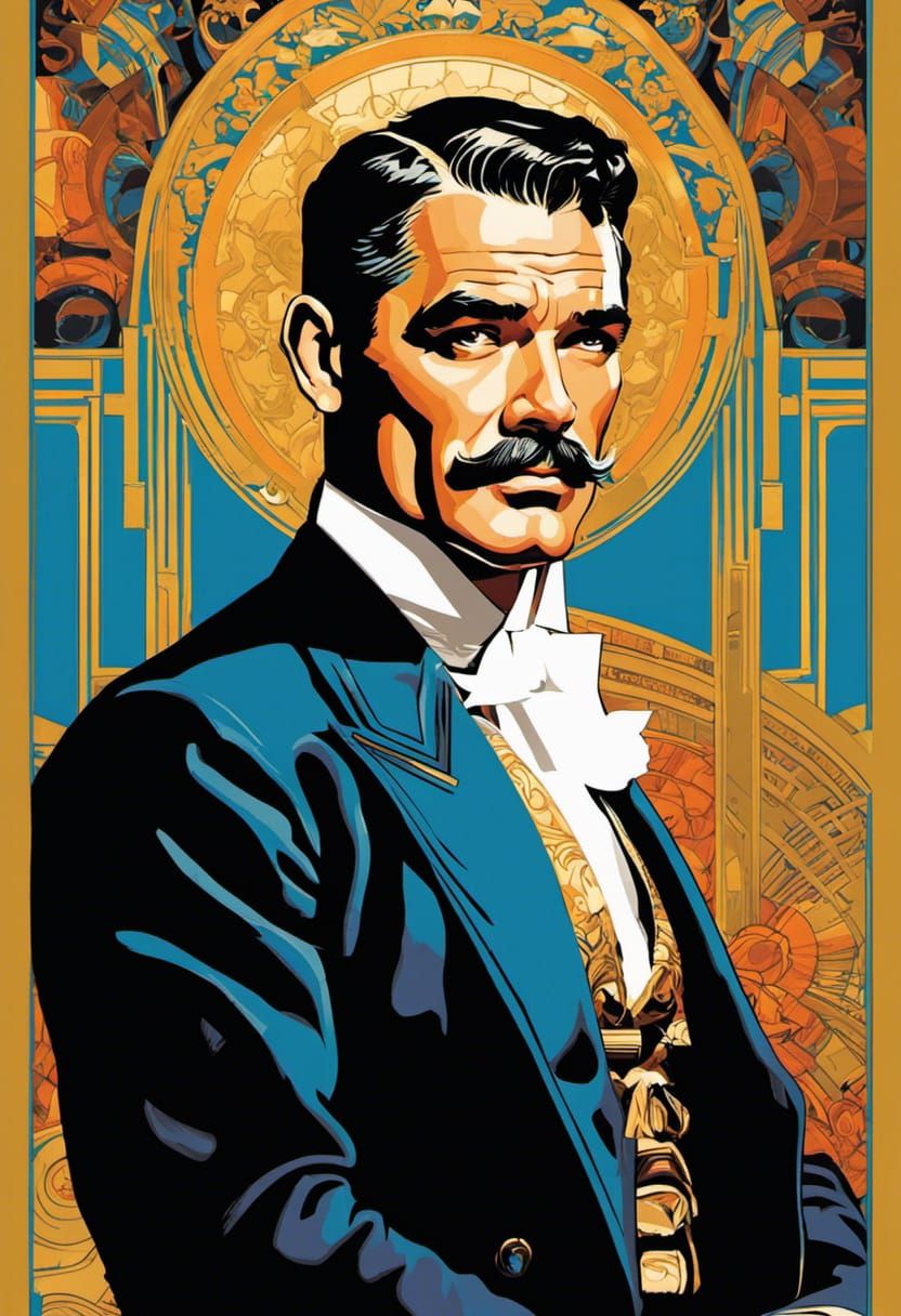 Clark Gable Illustration in Graphic Novel Style