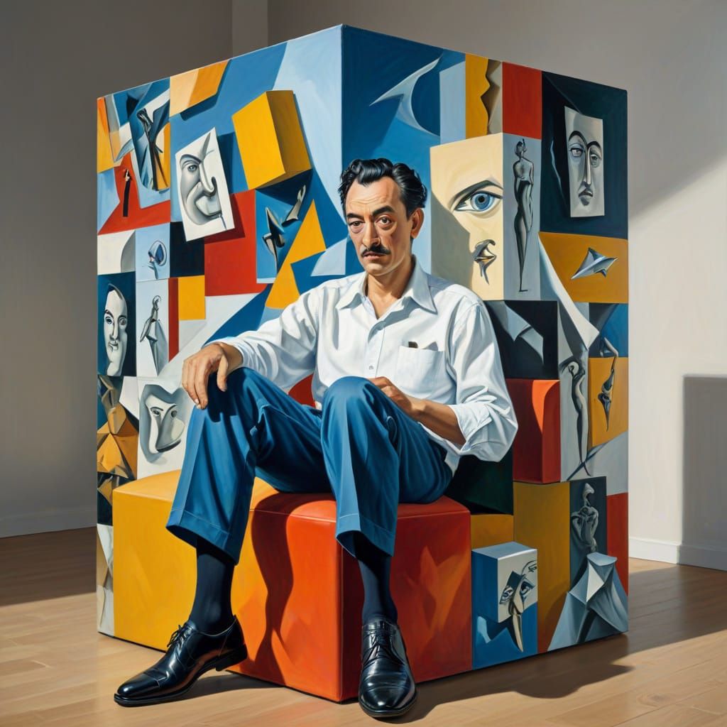 3D Cubist Portrait of a Man
