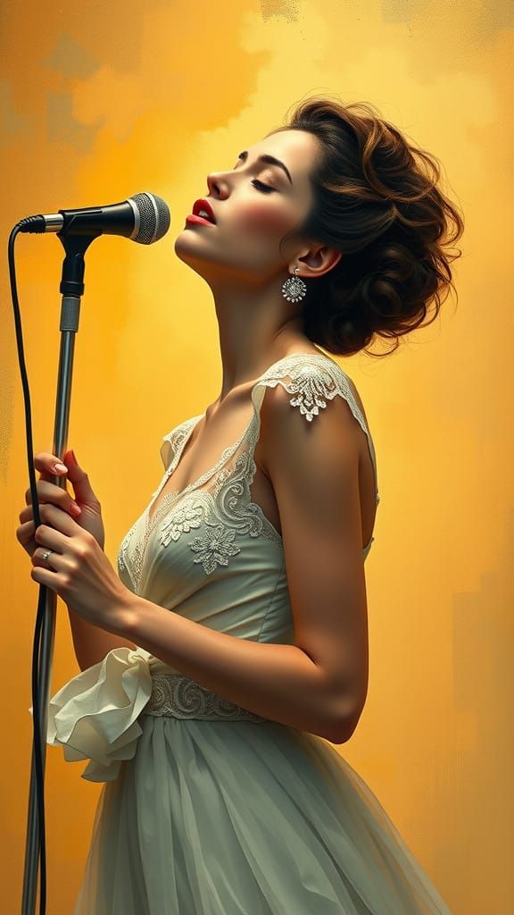 Elegant Songstress in Warm Golden Light