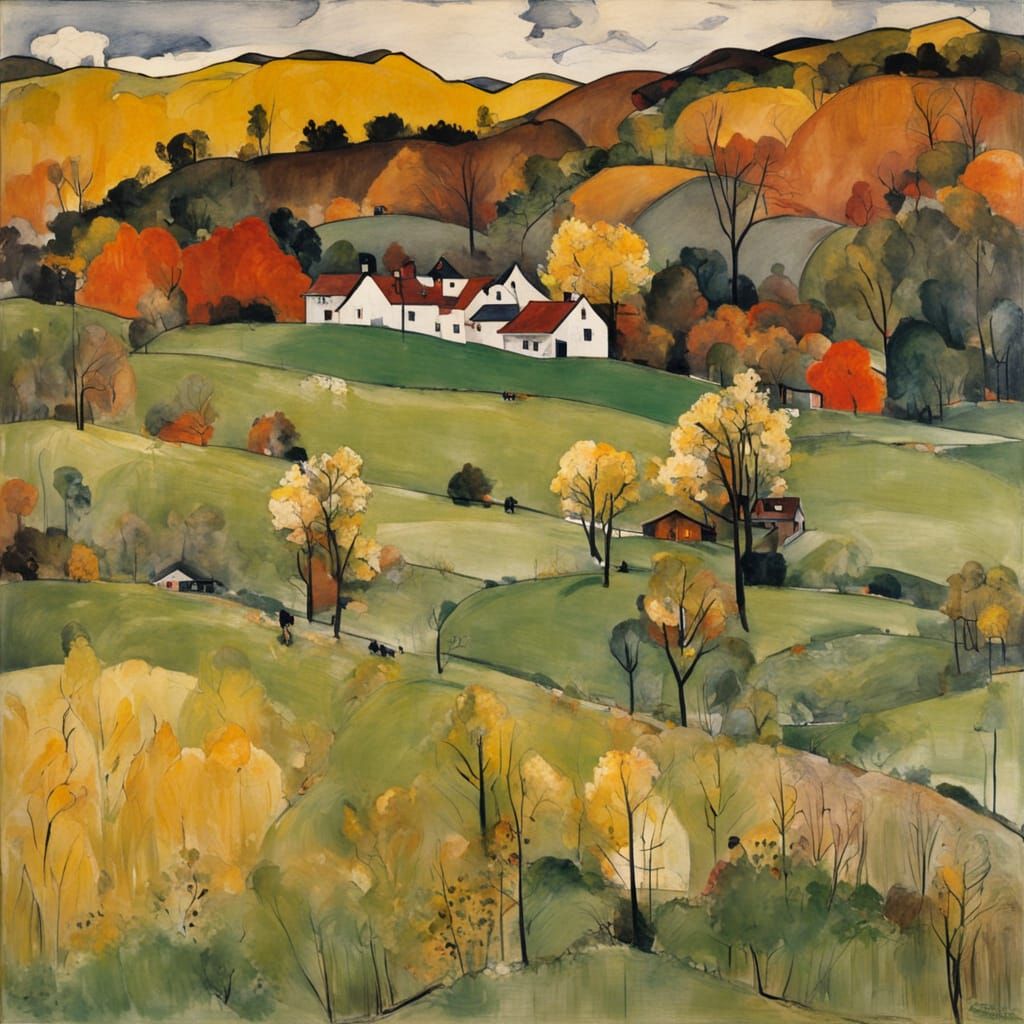 Autumn Landscape in Expressionist Pop Art Style