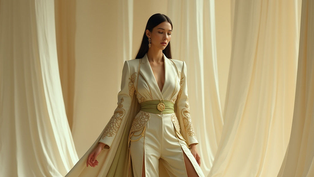 Avant-Garde Spiritual Suit with Golden Embroidery