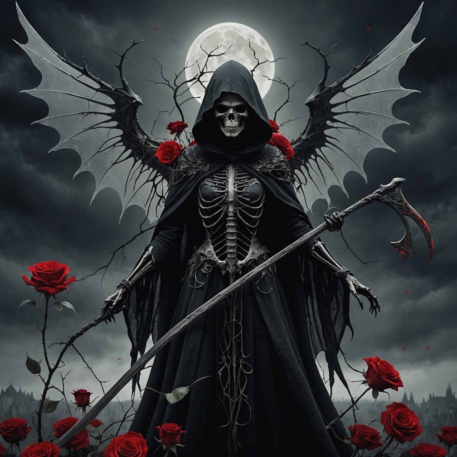 Surreal Grim Reaper in Dark Fantasy Style