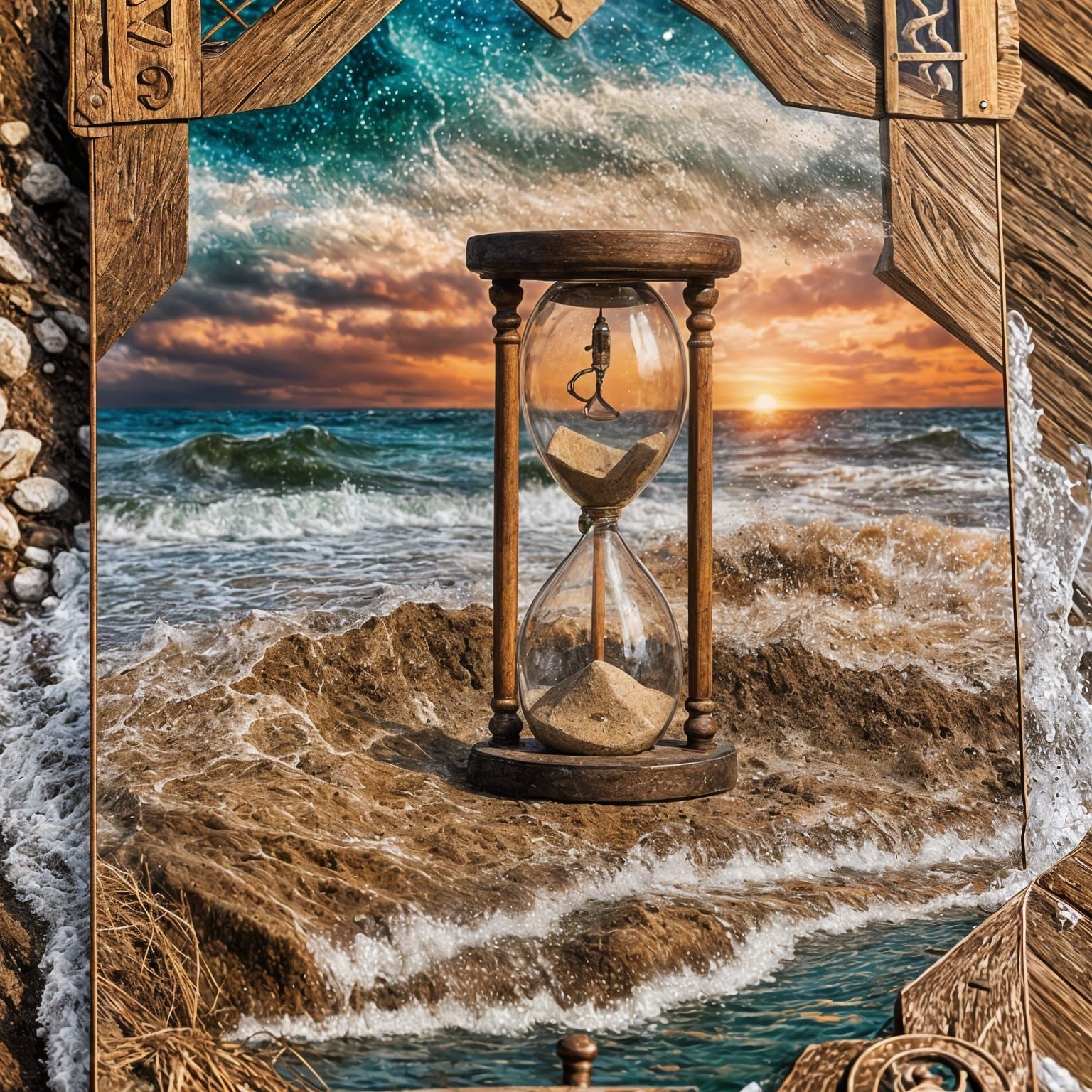 Hourglass Tarot Card Depicting Climate Change