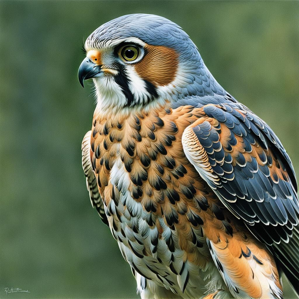 American Kestrel Close-Up in Wildlife Art Style