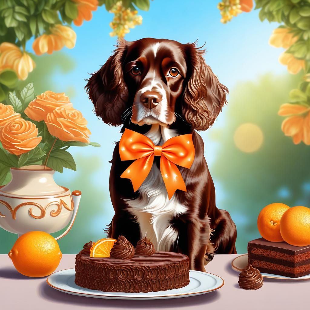 Brittany Spaniel Celebrates Birthday in Hyperrealism