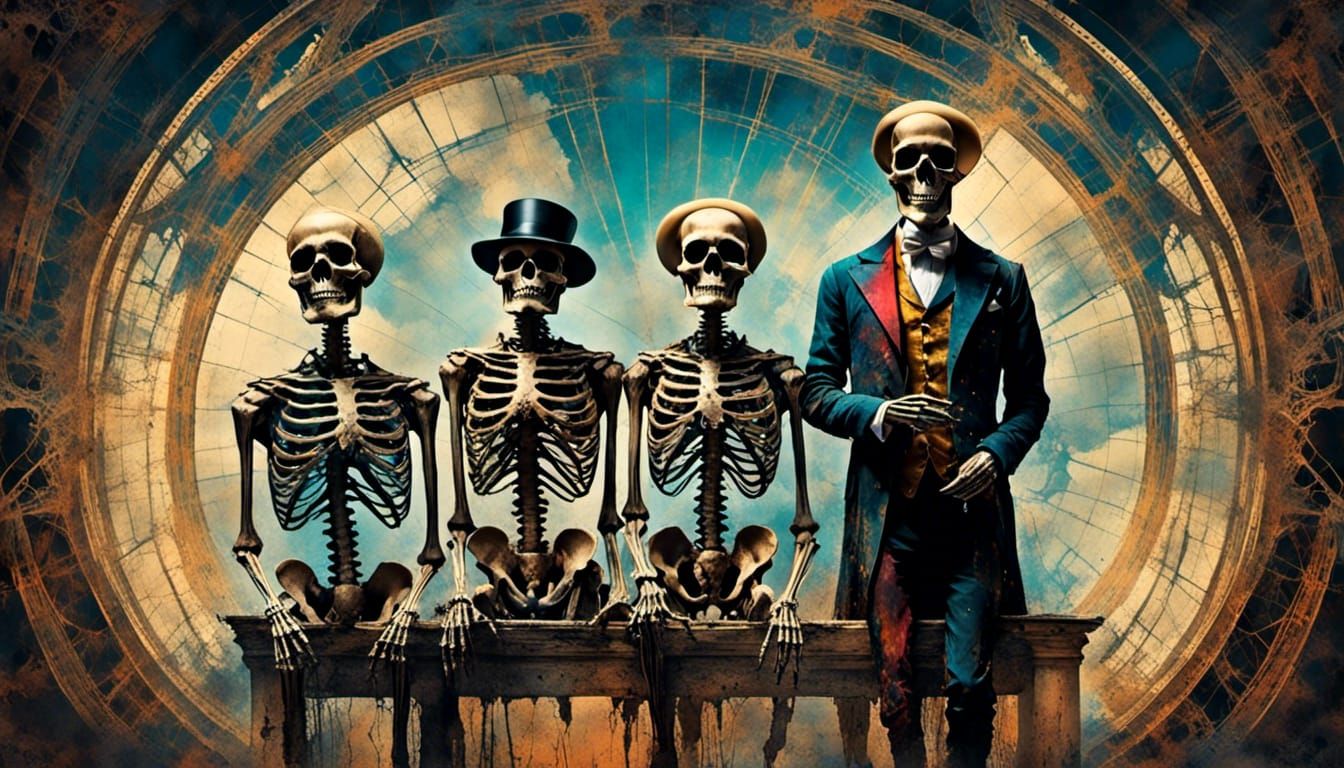 Skeletal Dapper Dans in Pop Art Style